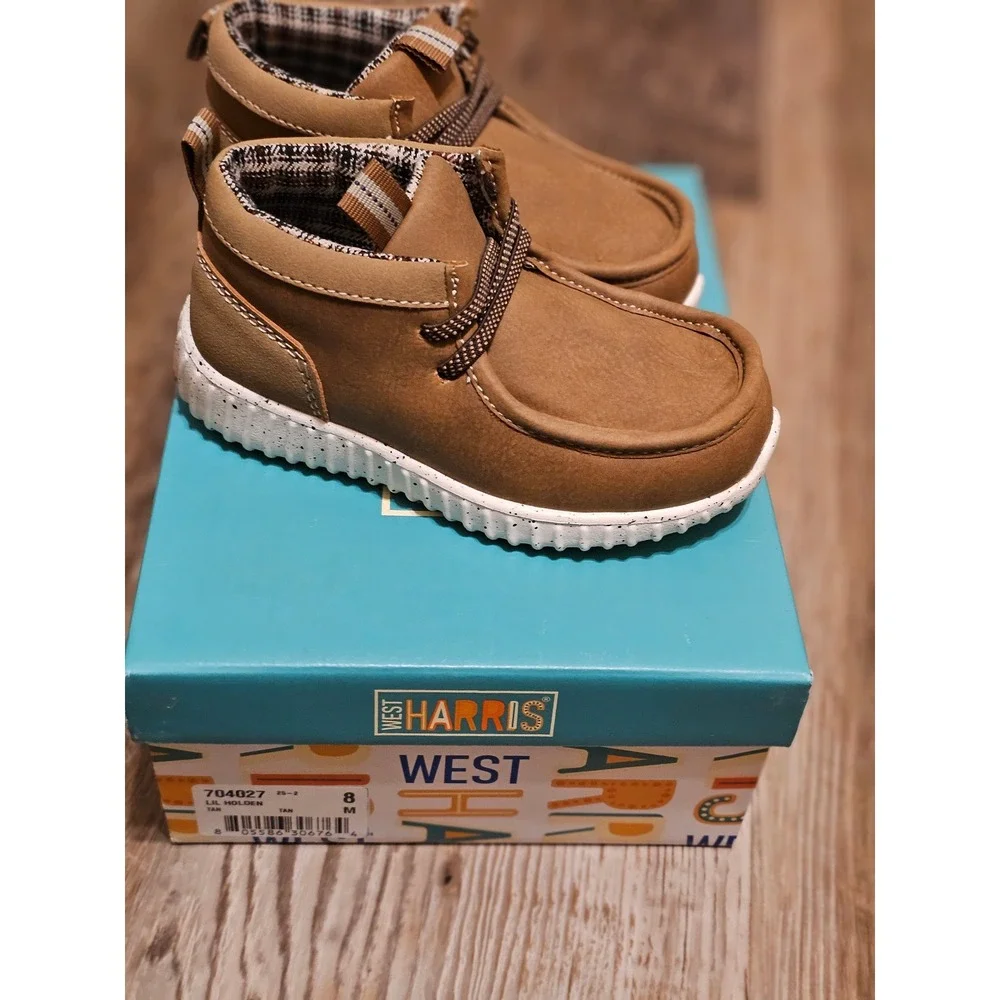 West Harris Lil Holden Kids Tan Chukka Moc Toe Lace Up Boots Size 8M 704027